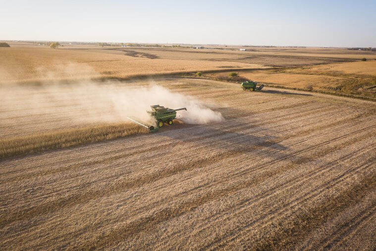 A tractor in a large field