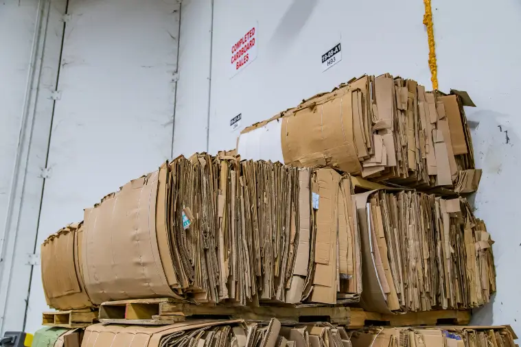 Cardboard being recycled through Cumberland Recycling's industrial waste management services